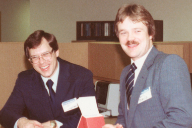 Ontario Systems co-founders Wil Davis and Ron Fauquher in the 1980s.