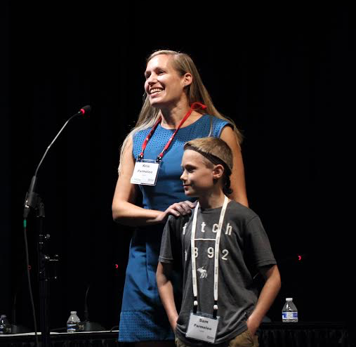 Kris Parmalee and her son Sam introduced Lectio on stage at the Innovation Showcase in Indianapolis last July.