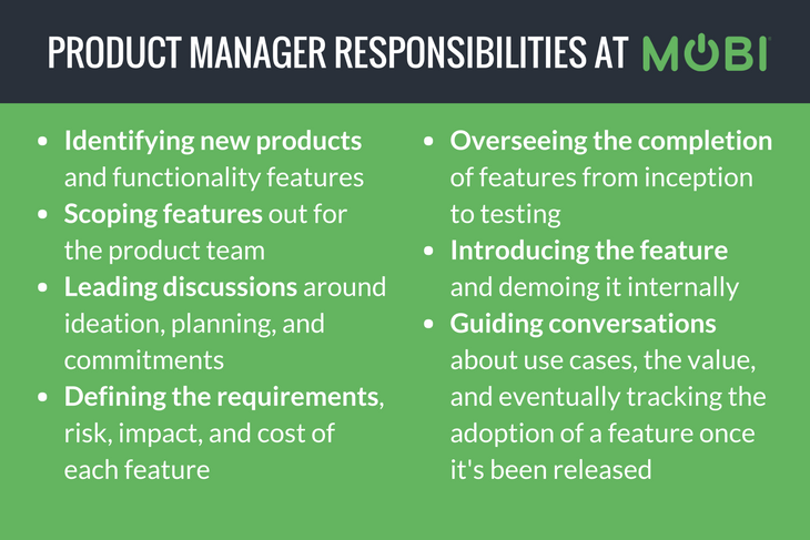 Product Manager Responsibilities at MOBI