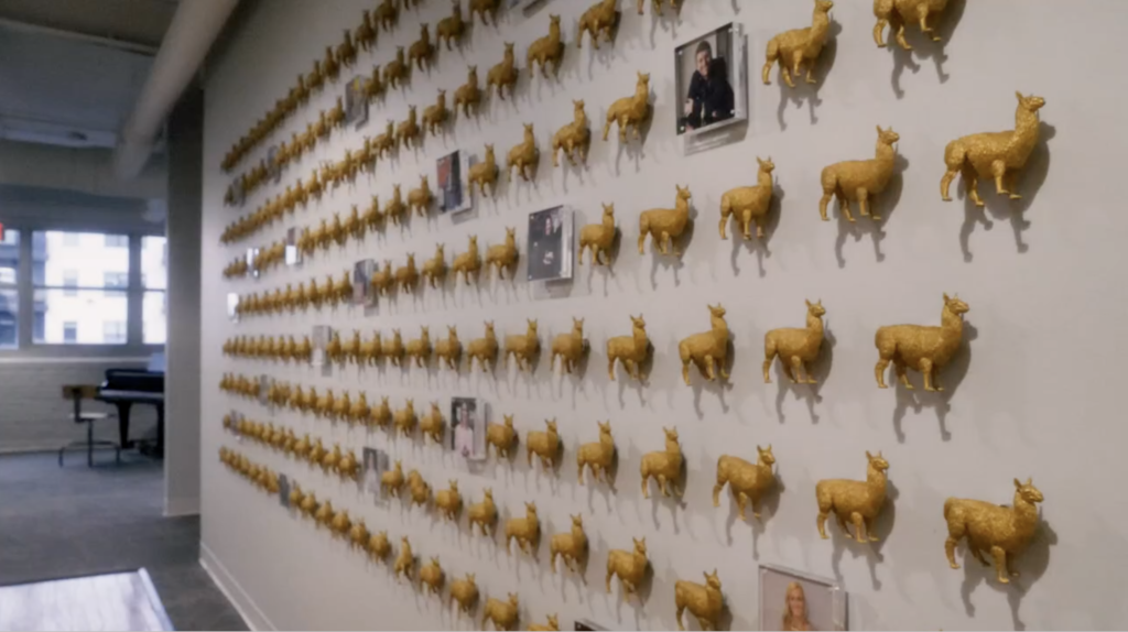 Lessonly's Llama Wall.