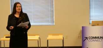 Chelsea Linder speaking at Community Connect