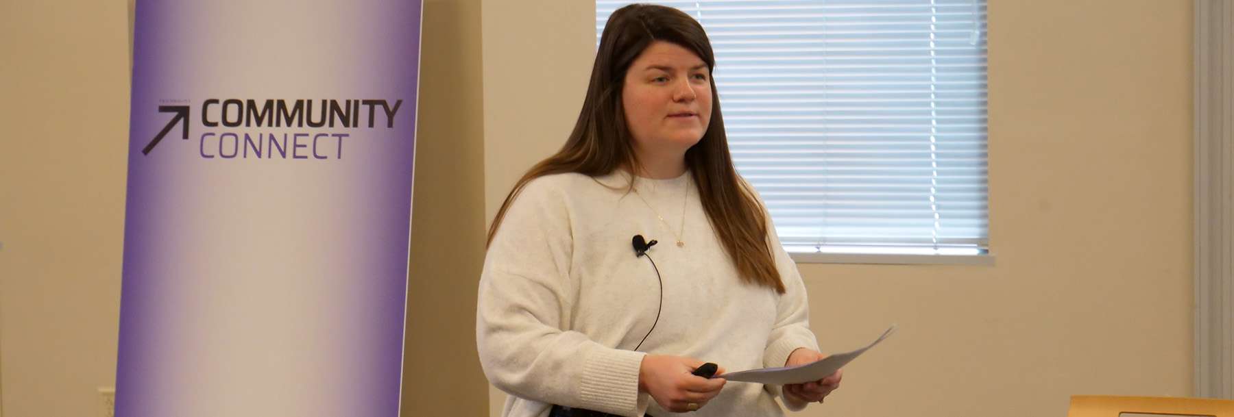 Sally Reasoner speaking at Community Connect