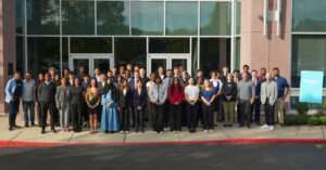 Group photo of 2026 MISO Xtern Challenge participants and staff gathered outside MISO’s Carmel headquarters.